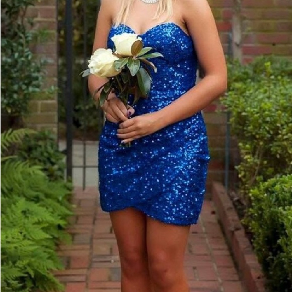 Elegant Blue Sequin Dress
